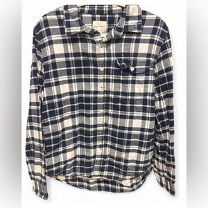 American Eagle Men’s Flannel Navy Blue/ White Plaid Shirt